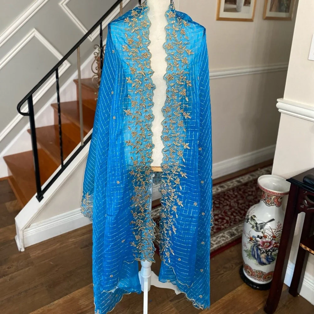 Mesh Beaded Embroidered Sequin Formalwear Dupattas